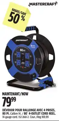 Canadian Tire MASTERCRAFT 80´ 4-OUTLET CORD REEL offer