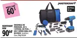 Canadian Tire MASTERCRAFT 20V 1-SPEED DRILL KIT offer