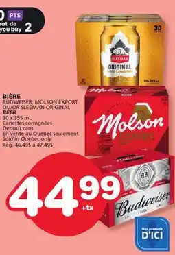 Marches Tradition BEER BUDWEISER, MOLSON EXPORT OR SLEEMAN ORIGINAL offer