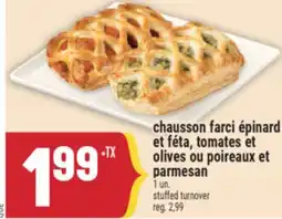 Marché Adonis CHAUSSON FARCI ÉPINARD ET FÉTA, TOMATES ET OLIVES OU POIREAUX ET PARMESAN | STUFFED TURNOVER offer
