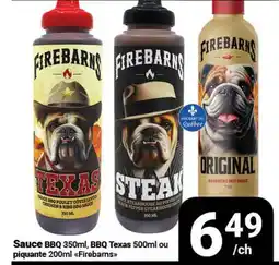 Pasquier Sauce BBQ 350ml, BBQ Texas 500ml ou piquante 200ml Firebarns offer