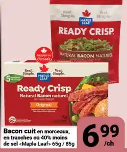 Pasquier Bacon cuit en morceaux, en tranches ou 40% moins de sel Maple Leaf offer