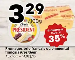 Val-Mont Fromages brie français ou emmental français Président offer