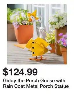 Wayfair Giddy the Porch Goose with Rain Coat Metal Porch Statue offer