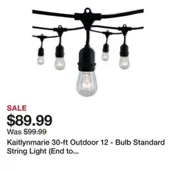 Wayfair Kaitlynmarie 30-ft Outdoor 12 - Bulb Standard String Light (End to End Connectable) offer