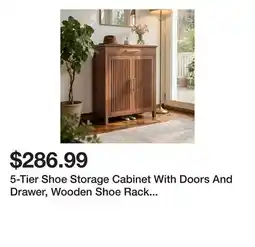 Wayfair 5-Tier Shoe Storage Cabinet With Doors And Drawer, Wooden Shoe Rack Organizer offer