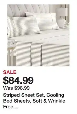 Wayfair Striped Sheet Set, Cooling Bed Sheets, Soft & Wrinkle Free, Breathable Bedding offer