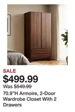 Wayfair 70.9H Armoire, 2-Door Wardrobe Closet With 2 Drawers offer