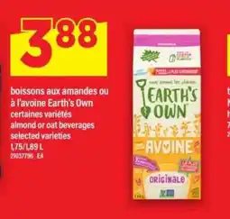 Maxi boissons aux amandes ou à l’avoine Earth’s Own offer