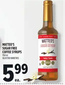 Metro MATTEO'S SUGAR FREE COFFEE SYRUPS offer