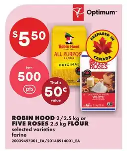 No Frills ROBIN HOOD, 2/2.5 kg or FIVE ROSES, 2.5 kg FLOUR offer