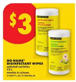 No Frills NO NAME DISINFECTANT WIPES, 75's offer