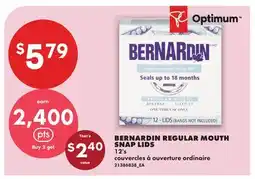 No Frills BERNARDIN REGULAR MOUTH SNAP LIDS, 12's offer