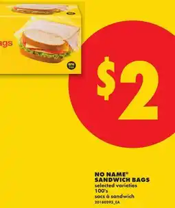 No Frills NO NAME SANDWICH BAGS, 100's offer