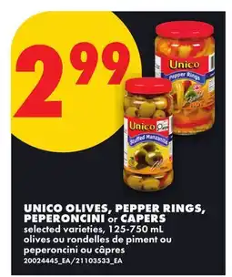 No Frills UNICO OLIVES, PEPPER RINGS, PEPERONCINI or CAPERS offer