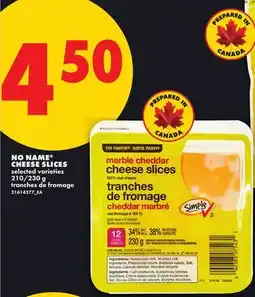 No Frills NO NAME CHEESE SLICES, 210/230 g offer