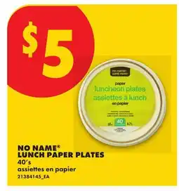 No Frills NO NAME LUNCH PAPER PLATES, 40's offer