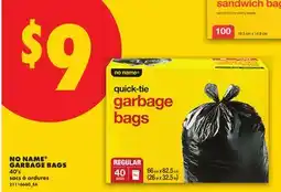 No Frills NO NAME GARBAGE BAGS, 40's offer