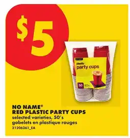 No Frills NO NAME RED PLASTIC PARTY CUPS, 50's offer