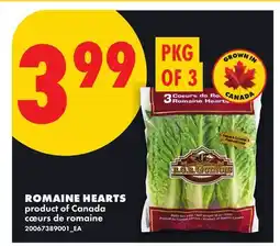 No Frills ROMAINE HEARTS, PKG OF 3 offer