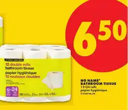 No Frills NO NAME BATHROOM TISSUE, 12=24 rolls offer