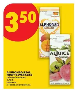 No Frills ALPHONSO REAL FRUIT BEVERAGES offer