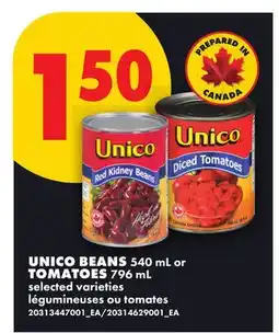 No Frills UNICO BEANS, 540 ML OR TOMATOES, 796 ML offer