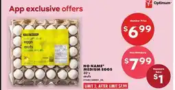 No Frills NO NAME MEDIUM EGGS, 30's offer