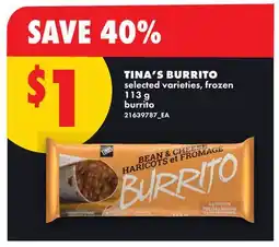 No Frills TINA'S BURRITO offer