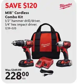 Home Hardware M18 Cordless Combo Kit offer