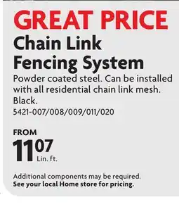Home Hardware Chain Link Fencing System offer