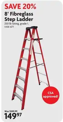 Home Hardware 8' Fibreglass Step Ladder offer