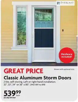 Home Hardware Classic Aluminum Storm Doors offer