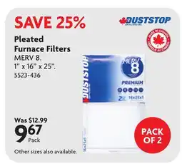 Home Hardware Pleated Furnace Filters offer