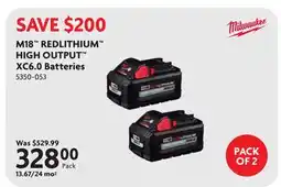 Home Hardware M18 REDLITHIUM HIGH OUTPUT XC6.0 Batteries offer