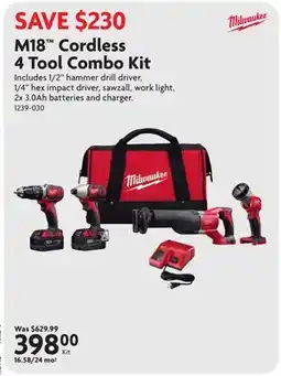 Home Hardware M18 Cordless 4 Tool Combo Kit offer