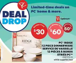 Valu-mart PC RIDGE 12 PIECE DINNERWARE SERVICE DE VAISSELLE 12 PIÈCES À BORDS STRIÉS PC offer