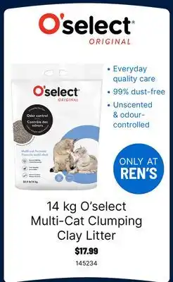Ren’s Pets Depot O'select Multi-Cat Clumping Clay Litter offer