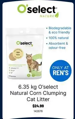 Ren’s Pets Depot O'select Natural Corn Clumping Cat Litter offer
