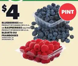 Independent Grocer BLUEBERRIES PINT, OR RASPBERRIES, HALF PINT offer