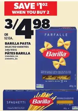 Independent Grocer BARILLA PASTA, 340/410 G offer