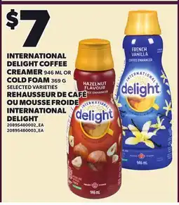 Independent Grocer INTERNATIONAL DELIGHT COFFEE CREAMER 946 ML OR COLD FOAM 369 G offer
