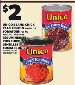 Independent Grocer UNICO BEANS, CHICK PEAS, LENTILS 540 ML OR TOMATOES 796 ML offer