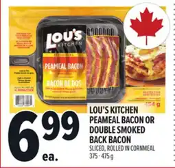 Metro LOU'S KITCHEN PEAMEAL BACON OR DOUBLE SMOKED BACK BACON offer
