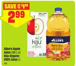 FreshCo Allen's Apple Juice 1.89 L or Kiju Organic 100% Juice 1 L offer