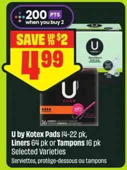 FreshCo U by Kotex Pads 14-22 pk, Liners 64 pk or Tampons 16 pk Selected Varieties offer