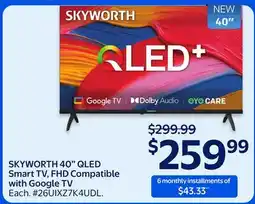 Walmart SKYWORTH 40 QLED Smart TV, FHD Compatible with Google TV offer