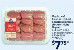 Walmart Maple Leaf fresh air-chilled boneless skinless chicken thighs 12-pack offer