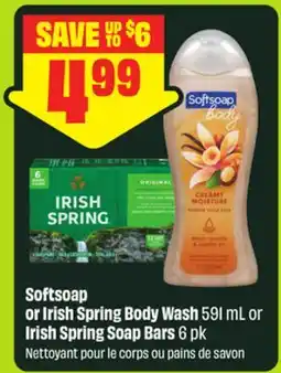 FreshCo Softsoap or Irish Spring Body Wash 591 mL or Irish Spring Soap Bars offer