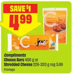 FreshCo Compliments Cheese Bars 400 g or Shredded Cheese offer